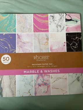 50 page book of Marble & Washes Designer Paper